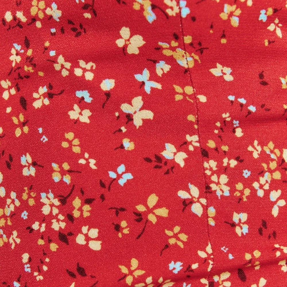 Reformation Zoe red floral print midi skirt